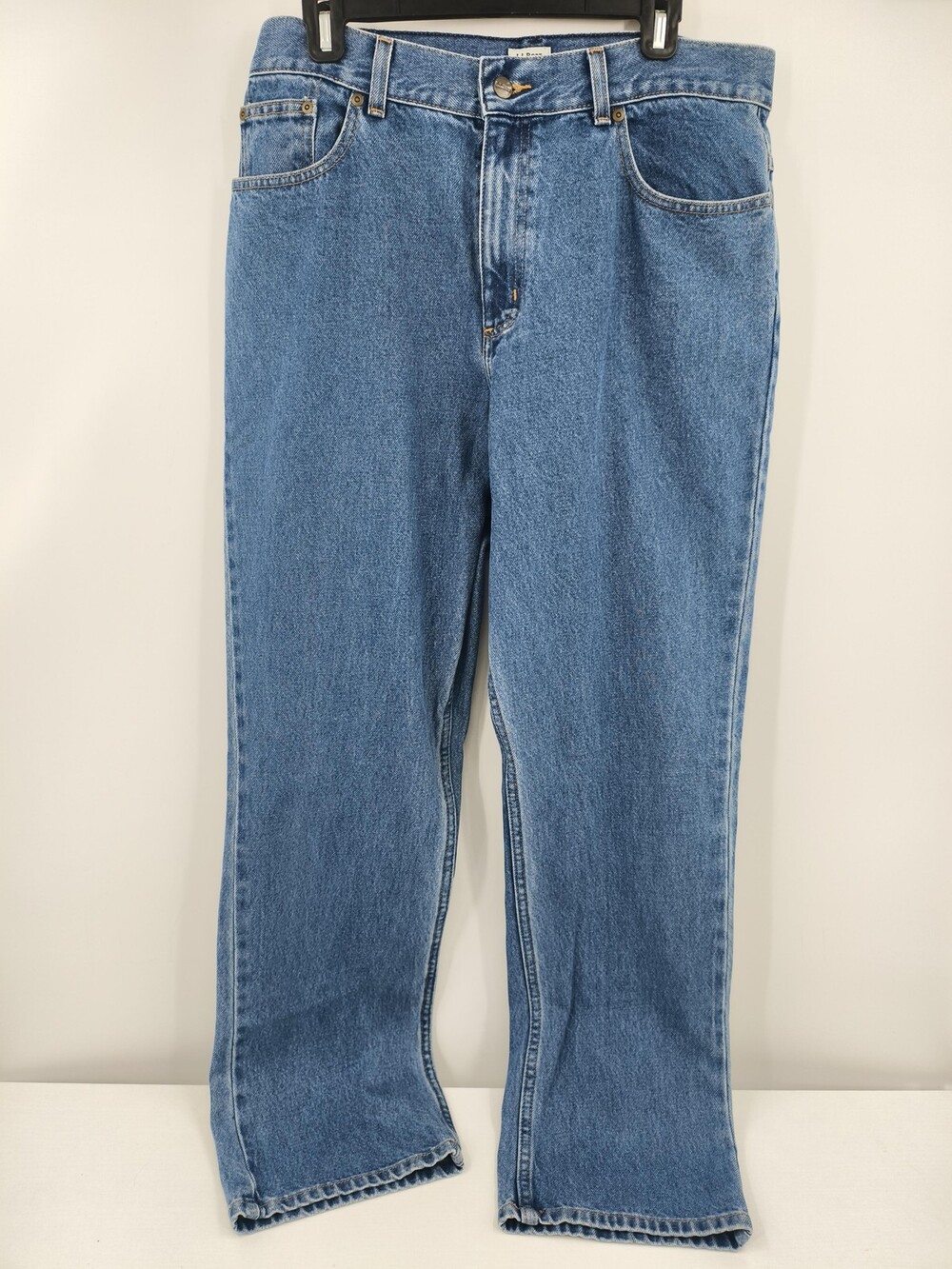 L.L. Bean Jeans Womens 14 Tall Blue Medium Wash Straight Regular Fit Denim